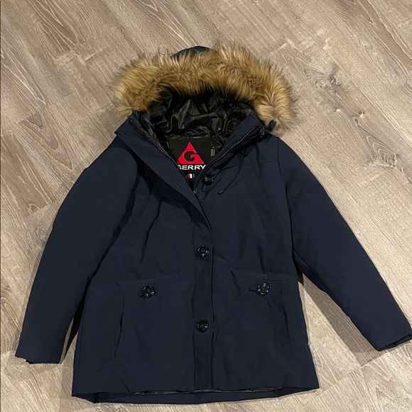 Gerry Weber Jackets & Blazers - NWOT • Gerry Navy Down Parka with Faux Fur Hood
